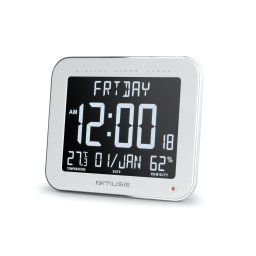 Ceas de perete cu alarma Muse M-090 WMC, Alb