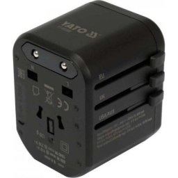 Adaptor universal pentru calatorie, Policarbonat, USB/USB-C, 18W, IP20, Negru
