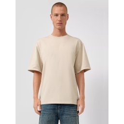 Q/S by s.Oliver Tricou la baza gatului barbati, din bumbac, Relaxed fit, Crem (SELECTATI MARIMEA: L)