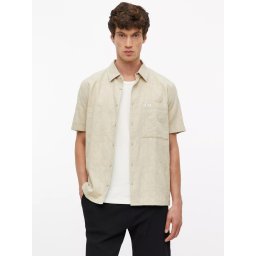s.Oliver Camasa barbati cu model, din bumbac, Relaxed fit, Bej (SELECTATI MARIMEA: L)