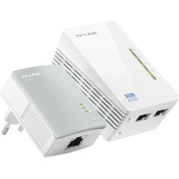 KIT ADAPTOR POWERLINE TP-LINK tehnologie AV, AV600, pana la 300Mbps, 2 porturi 10/100Mbps, wireless 300Mbps, compus din TL-WPA4220 & TL-PA4010 TL-WPA4220KIT (timbru verde 2 lei)