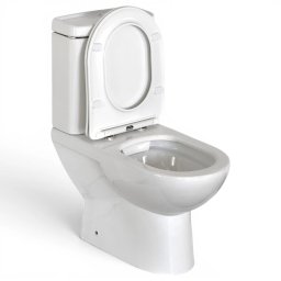 Set vas WC stativ, Luna Cleanmann, Rimless, Back to Wall, si capac WC Luna Slim duroplast antibacterian, Soft Close, demontare rapida,