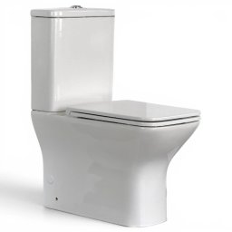 Set vas WC stativ, Aurora Rectangular Cleanmann, Rimless, Back to Wall, si capac WC Aurora Slim duroplast antibacterian, Soft Close, demontare rapida,