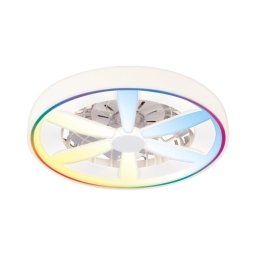 Plafonieră LED RGBW dimabilă cu ventilator MALAWI, 48W/230V, albă, cu telecomandă