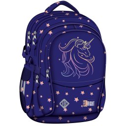 Ghiozdan Scolar St.Right BP01 Unicorn Glow, 4 Compartimente, Ergonomic, 43x32x21cm