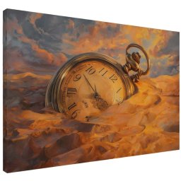 Tablou decorativ model ceas canvas 70x100 cm, panza/lemn, auriu/gri - Verificat A · Re-Bloom