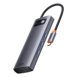 Docking Station HUB 6 in 1 USB Type C - 1 x HDMI / 3 x USB 3.2 Gen. 1/1 x Power Delivery / 1 x VGA gray (WKWG030013)
