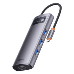 HUB 7 in 1 USB Type C Docking Station - 1 x HDMI / 1 x VGA / 3 x USB 3.2 Gen. 1/1 x Power Delivery / 1 x RJ-45 Ethernet Gray (WKWG040013)