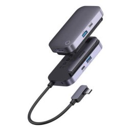 Hub 4 in 1 Seria Baseus PadJoy USB-C la USB 3.0 + HDMI + USB-C PD + mufa de 3,5 mm (gri)