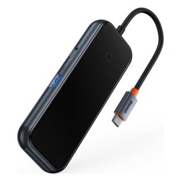Hub Baseus AcmeJoy HUB 4 porturi USB-C la 1xUSB-C / 4xUSB3.0 gri inchis