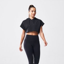 SQUATWOLF Tricou pentru femei Vented Crop Hoodie Black M