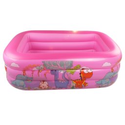 Piscina gonflabila cu podea gonflabila, dreptunghiulara, dino, roz, 210 x 138 x 55 cm