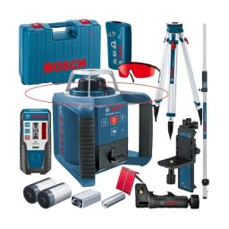 Bosch - GRL 300 HV + LR 1 + WM 4 + RC1 + BT 170 HD + GR 240 - Nivela laser rotativa, 60 m, +/-0.1 mm/m, 150, 300, 600 rot/min, receptor, proiectie verticala, valiza plastic + Trepied, 1650 mm + Rigla, 2.4 m