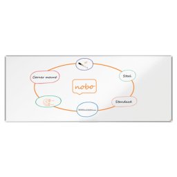 Tabla NOBO Premium Plus, otel lacuit, 300x120 cm, magnetica, include marker si tavita, alb