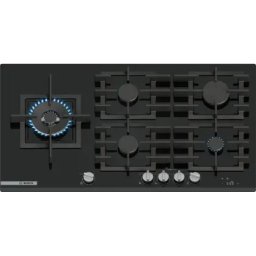 Plita Plita pe Gaz Incorporabila 5 Arzatoare 90 cm Negru, Aprindere Electrica, Sistem Siguranta Gaz