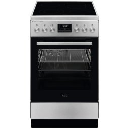 Aragaz CCB56490BM, Vitroceramica, 4 zone de gatit, SteamBake, AirFry, Timer cu display electronic, Grill, Clasa A, 50 cm, Inox