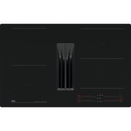 Plita Plita Inductie cu Hota Integrata 4 Zone Inductie 80 cm Negru Mat Touch Control, FlexiBridge, Booster, Timer Electronic