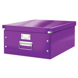 Cutie depozitare cu capac carton laminat pliabila cu capac 360 x 200 x 480 mm Leitz WOW Click&Store mov