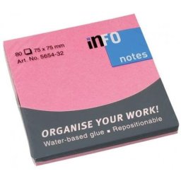 Accesorii birotica Notite adezive Infonotes 75x75mm 80file roz briliant
