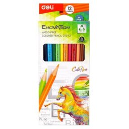 Articole pentru scoala Creioane colorate plastic 12 culori Deli