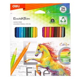 Articole pentru scoala Creioane colorate plastic 24 culori Deli