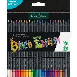 Articole pentru scoala Creioane colorate 24 culori Black Ed Faber-Castell