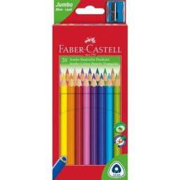 Articole pentru scoala Creioane colorate jumbo 20 culori + ascutitoare Faber-Castell