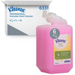 Set 6 rezerve sapun lichid cu parfum floral Kleenex Pink 1L Set 6 buc rezerve sapun 1 L Kleenex Pink