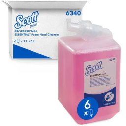 Set 6 buc rezerve sapun spuma pentru dozator, cu parfum floral, Scott Essential 1L Set 6 buc Rezerve sapun spuma 1 L Scott Essential
