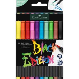 Carioci pensula 10 culori Black Ed Faber-Castell