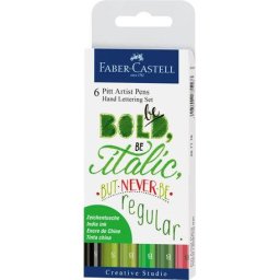 Articole pentru scoala Pitt artist pen set caligrafic 6 buc verde Faber-Castell