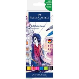 Marker solubil 2 capete culori de baza gold Faber-Castell 6 buc/set