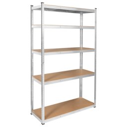 Raft metalic cu 5 polite MDF reglabile, 205 x 120 x 45 cm, 150 kg/polita, alb, Rebel RB-1252