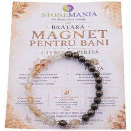 Bratara MAGNET PENTRU BANI cu cristale naturale si Argint 925, 6mm