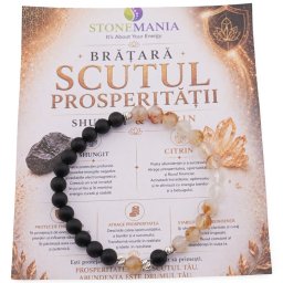 Bratara SCUTUL PROSPERITATII cu cristale naturale si Argint 925, 6mm