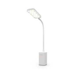 Nedis LTLR10WT - Lampă de birou cu clemă, LED reîncărcabilă cu dimmer tactil, 5W/1200 mAh, albă