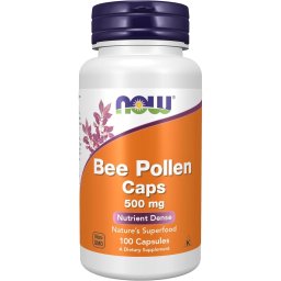 Polen de Albine (Bee Pollen) 500 mg cu Enzime, Aminoacizi si Nutrienti Naturali - NOW Foods - 100 capsule