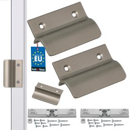 Mâner balcon opritor + blocator argintiu închis 6,5 cm set 2 buc.
