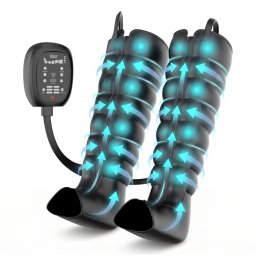 Sistem de presoterapie si drenaj limfatic SPA Pressotherapy 8X Boots, Cizme cu compresie pneumatica pe 8 camere, 6 Moduri, 12 Niveluri de intensitate (40-220 mmHg), Temporizator, Negru
