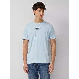 s.Oliver Tricou barbati la baza gatului, din bumbac, Regular fit, Albastru deschis (SELECTATI MARIMEA: 3XL)