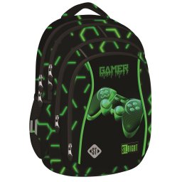 Ghiozdan Scolar St.Right BP04 - Green Level, 4 Compartimente, Ergonomic, 43x32x20cm