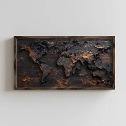 Tablou decorativ inramat MDF/lemn masiv molid, 60x120x3.5 cm, imprimare UV, MDF 3mm, design luxos, auriu/negru/maro inchis - Verificat A · Re-Bloom