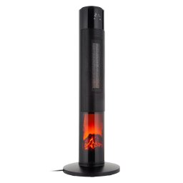 RESIGILAT - Aeroterma tip Turn cu Imitatie Foc Semineu, Telecomanda, 2 Trepte Incalzire si Ventilator, Putere 2000W PTC cu Defect Minor