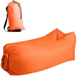 Saltea Gonflabila tip Sezlong Lazy Bag pentru Plaja sau Casa cu Rucsac Transport, Culoare Portocaliu