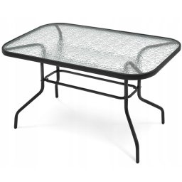 Masa cu Blat din Sticla si Cadru Metalic pentru Terasa, Gradina sau Balcon, Dreptunghiulara 110x60cm