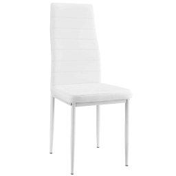 Scaun de Bucatarie sau Living, Piele Sintetica, Cadru Metalic, Culoare Alb