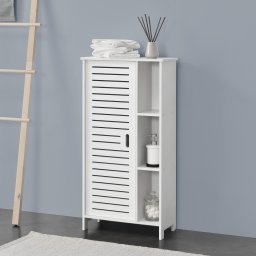 Dulap Baie cu 1 Usa si 6 Rafturi, Dimensiuni 96x48x 24 cm, Culoare Alb