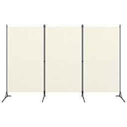 Paravan Separator de Camera din 3 Panouri Independente Crem/Alb, Dimensiuni 260x180 cm, Cadru Metal