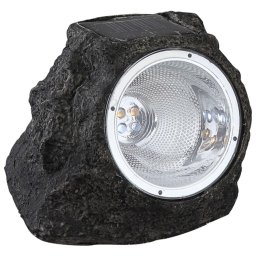 Lampa Solara LED Imitatie Piatra, Lumina Puternica 4 LED-uri Alb Rece, Dimensiuni 15x12x10 cm, Antracit
