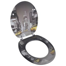 Capac WC din MDF cu Design New York, Balamale Metalice din Zinc Cromat